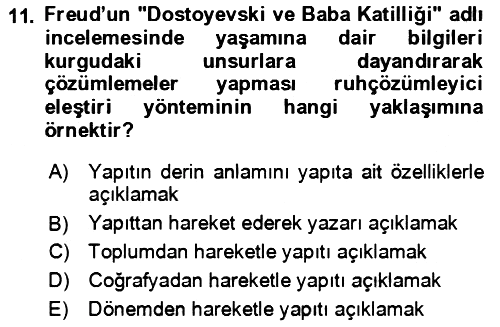 Eleştiri Kuramları 2021-2022 Ara Sınav - 11. soru