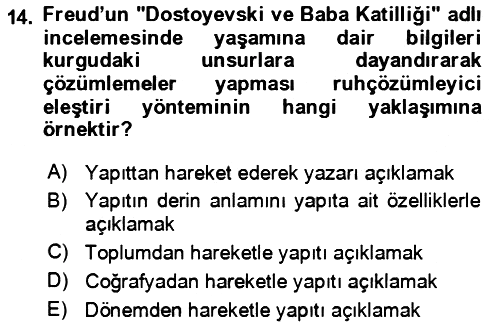 Eleştiri Kuramları 2023-2024 Ara Sınav - 14. soru