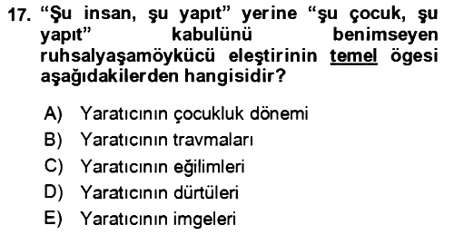 Eleştiri Kuramları 2023-2024 Ara Sınav - 17. soru