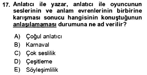 Eleştiri Kuramları 2021-2022 Dönem Sonu Sınavı - 17. soru