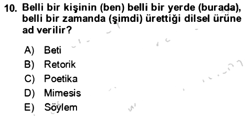 Eleştiri Kuramları 2023-2024 Dönem Sonu Sınavı - 10. soru