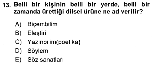 Eleştiri Kuramları 2024-2025 Yaz Okulu Sınavı - 13. soru