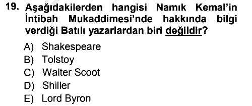 Eleştiri Tarihi 2012-2013 Ara Sınav - 19. soru