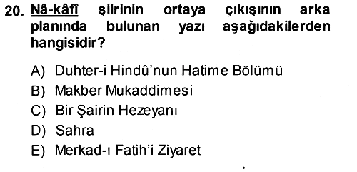 Eleştiri Tarihi 2013-2014 Ara Sınav - 20. soru