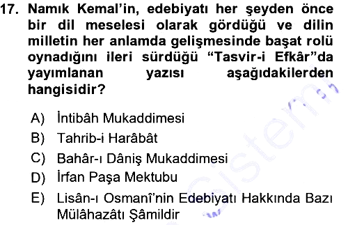Eleştiri Tarihi 2015-2016 Ara Sınav - 17. soru