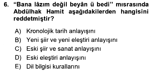 Eleştiri Tarihi 2019-2020 Ara Sınav - 6. soru