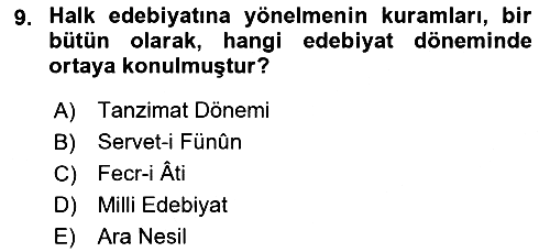 Eleştiri Tarihi 2019-2020 Ara Sınav - 9. soru