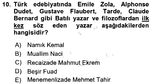 Eleştiri Tarihi 2022-2023 Ara Sınav - 10. soru