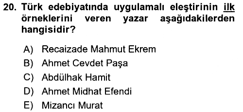 Eleştiri Tarihi 2024-2025 Ara Sınav - 20. soru