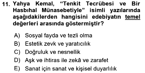 Eleştiri Tarihi 2015-2016 Dönem Sonu Sınavı - 11. soru
