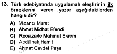 Eleştiri Tarihi 2012-2013 Tek Ders Sınavı - 13. soru