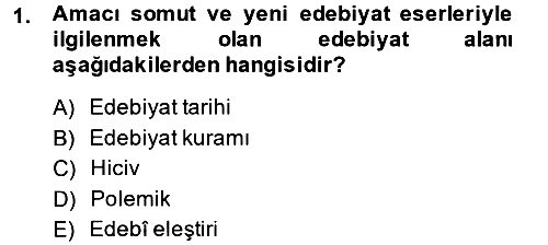 Eleştiri Tarihi 2014-2015 Tek Ders Sınavı - 1. soru