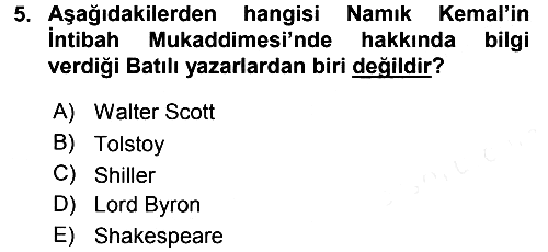 Eleştiri Tarihi 2015-2016 Tek Ders Sınavı - 5. soru