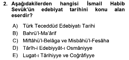 Eski Türk Edebiyatına Giriş: Biçim ve Ölçü 2021-2022 Ara Sınav - 2. soru