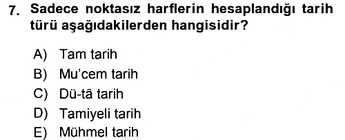 Eski Türk Edebiyatına Giriş: Söz Sanatları 2015-2016 Dönem Sonu Sınavı - 7. soru