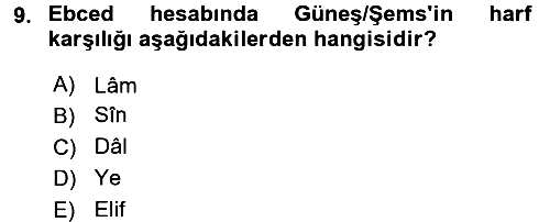 Eski Türk Edebiyatına Giriş: Söz Sanatları 2016-2017 Dönem Sonu Sınavı - 9. soru