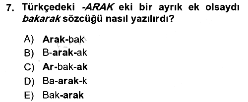 Genel Dilbilim 1 2025-2026 Ara Sınav - 7. soru