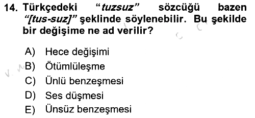 Genel Dilbilim 1 2023-2024 Dönem Sonu Sınavı - 14. soru