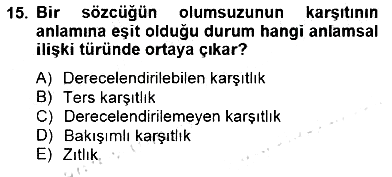 Genel Dilbilim 2 2014-2015 Ara Sınav - 15. soru