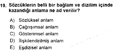 Genel Dilbilim 2 2015-2016 Ara Sınav - 19. soru