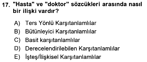 Genel Dilbilim 2 2023-2024 Ara Sınav - 17. soru