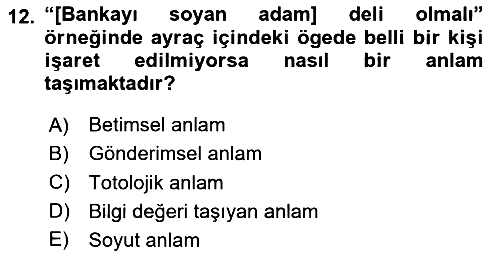 Genel Dilbilim 2 2024-2025 Ara Sınav - 12. soru