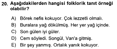 Genel Dilbilim 2 2021-2022 Dönem Sonu Sınavı - 20. soru