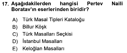 Halk Edebiyatına Giriş 1 2019-2020 Dönem Sonu Sınavı - 17. soru