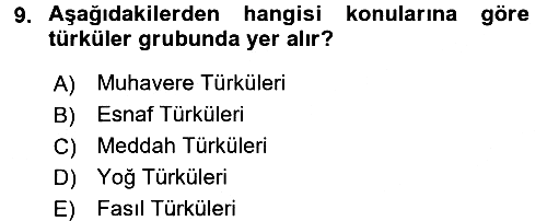 Halk Edebiyatına Giriş 2 2016-2017 Ara Sınav - 9. soru