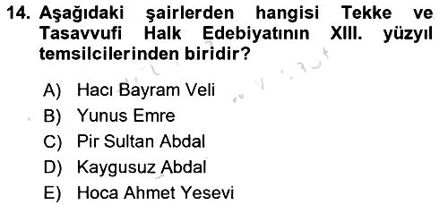 Halk Edebiyatına Giriş 2 2021-2022 Dönem Sonu Sınavı - 14. soru