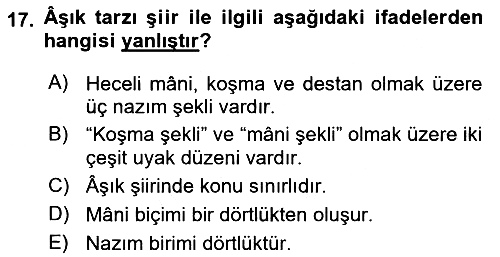 Halk Edebiyatına Giriş 2 2023-2024 Yaz Okulu Sınavı - 17. soru