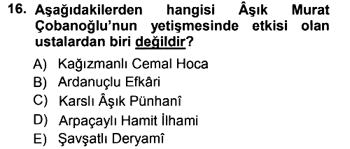 Halk Hikayeleri 2012-2013 Ara Sınav - 16. soru
