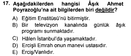Halk Hikayeleri 2012-2013 Ara Sınav - 17. soru