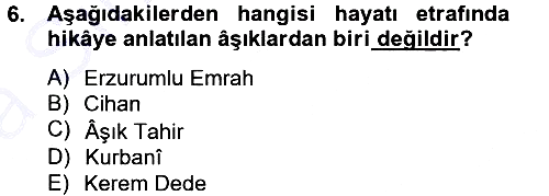 Halk Hikayeleri 2013-2014 Ara Sınav - 6. soru