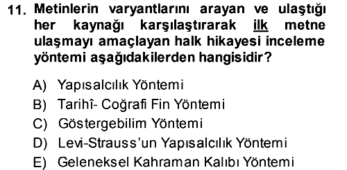 Halk Hikayeleri 2013-2014 Ara Sınav - 11. soru