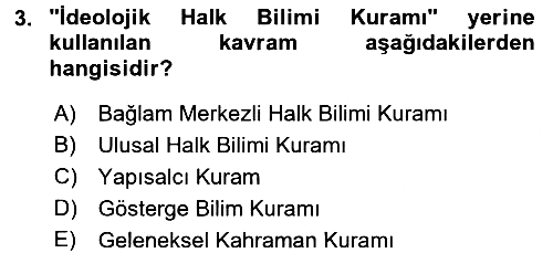 Halk Hikayeleri 2016-2017 Ara Sınav - 3. soru
