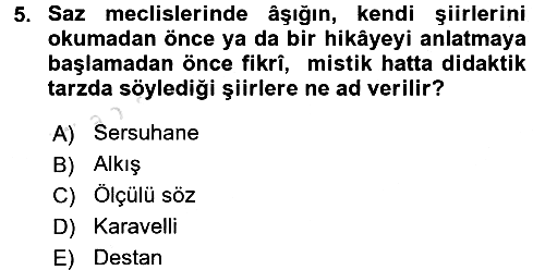 Halk Hikayeleri 2016-2017 Ara Sınav - 5. soru