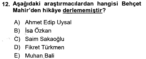 Halk Hikayeleri 2016-2017 Ara Sınav - 12. soru