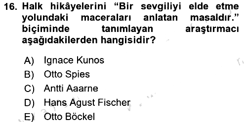 Halk Hikayeleri 2016-2017 Ara Sınav - 16. soru