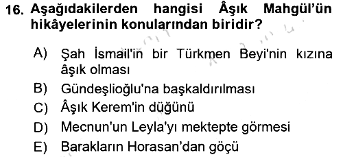 Halk Hikayeleri 2017-2018 Ara Sınav - 16. soru