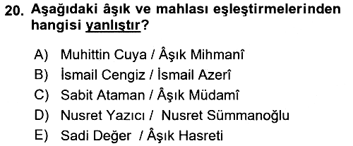 Halk Hikayeleri 2017-2018 Ara Sınav - 20. soru