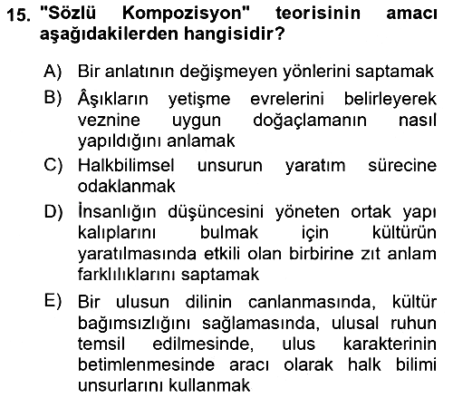 Halk Hikayeleri 2018-2019 Ara Sınav - 15. soru