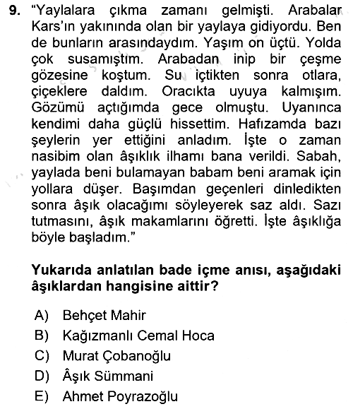 Halk Hikayeleri 2019-2020 Ara Sınav - 9. soru