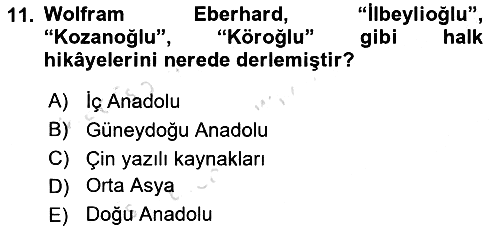 Halk Hikayeleri 2019-2020 Ara Sınav - 11. soru