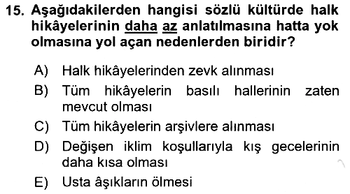 Halk Hikayeleri 2019-2020 Ara Sınav - 15. soru