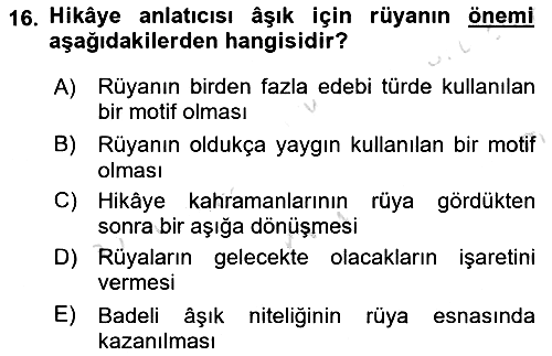 Halk Hikayeleri 2019-2020 Ara Sınav - 16. soru