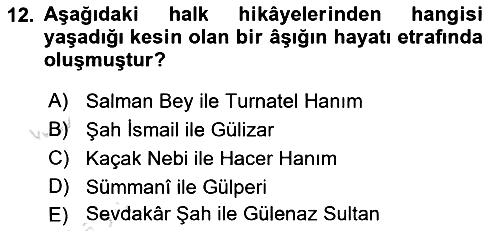 Halk Hikayeleri 2021-2022 Ara Sınav - 12. soru