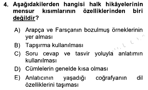 Halk Hikayeleri 2022-2023 Ara Sınav - 4. soru