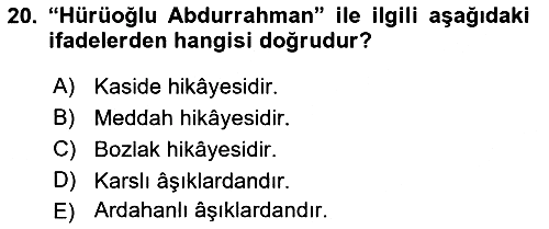 Halk Hikayeleri 2022-2023 Ara Sınav - 20. soru