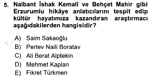 Halk Hikayeleri 2024-2025 Ara Sınav - 5. soru